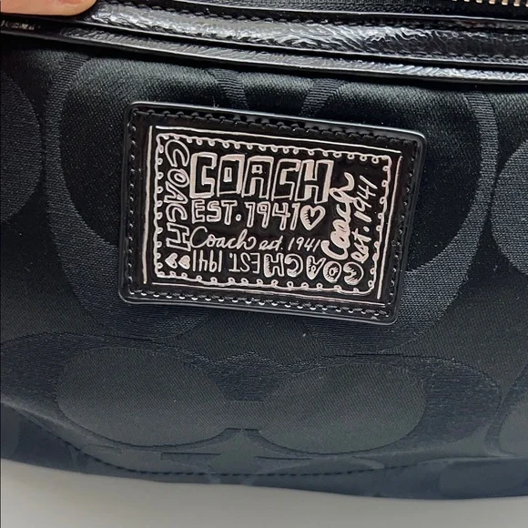 Coach Black Signature Shoulder Bag with Floral Scarf - Picture 13 of 17